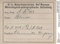 Etiketten zu Sphalerit (NHMW-MIN-Ak903)